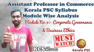 Assistant Professor Of Commerce Kerala PSC Syllabus|| Module Wise Analysis No:9 #kcsclasses