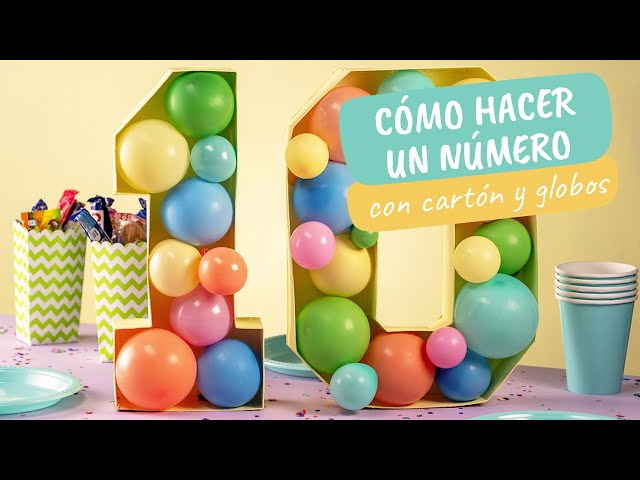 Cómo hacer un número con cartón y globos 