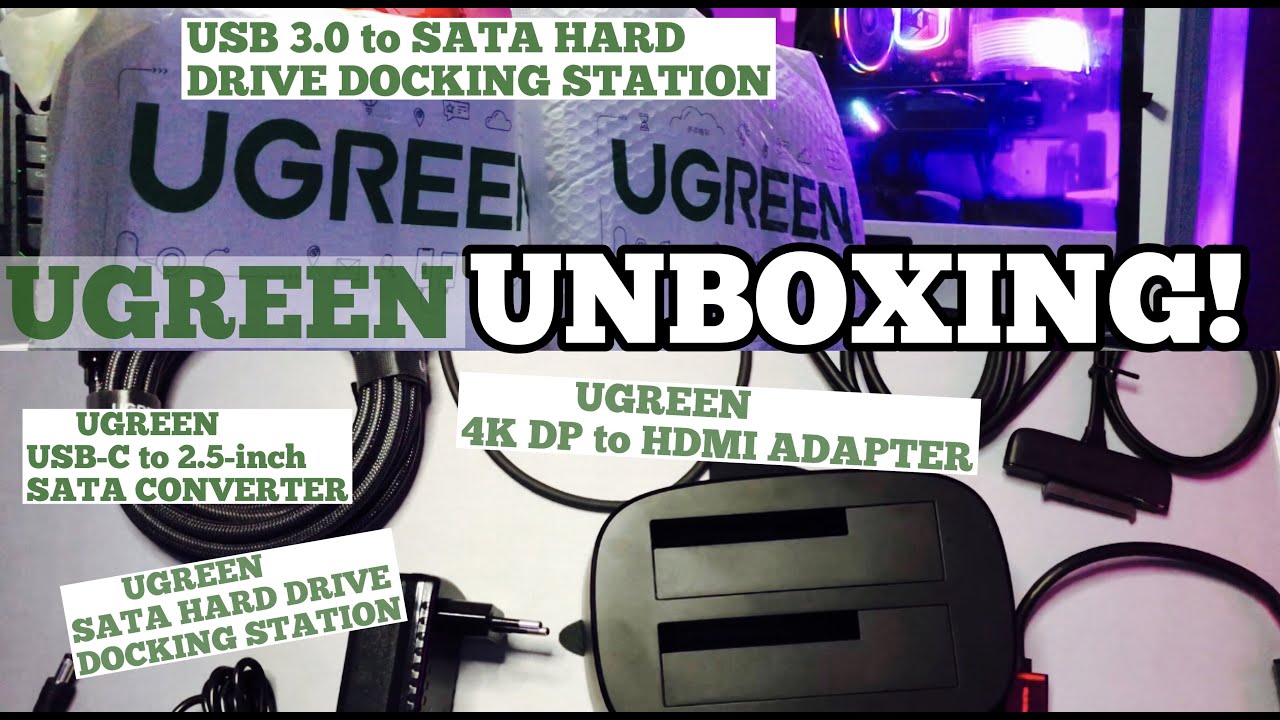 UNBOXING UGREEN SATA HARD DRIVE DOCKING STATION, 4K DP TO HDMI ADAPTER