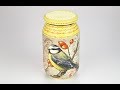 Decoupage jar - Painted jar - painted glass diy - decoupage tutorial - Decoupage for beginners
