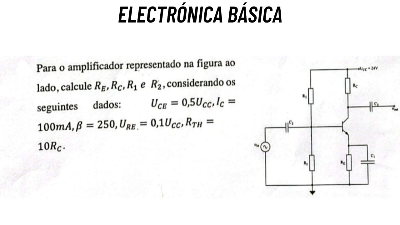 Cálculo dos Valores de RC, RE, R1 & R2 no BJT com Divisor de Tensão