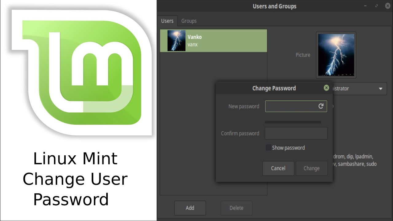Linux Mint 19 How to change user password