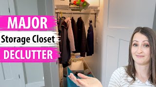 DECLUTTERING AND ORGANIZING MY ONLY STORAGE CLOSET!! (I've never shown this space before!)
