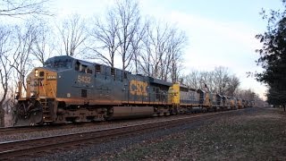 HD: CSX X805 "Funeral-train" on the River Line! 12-31-13