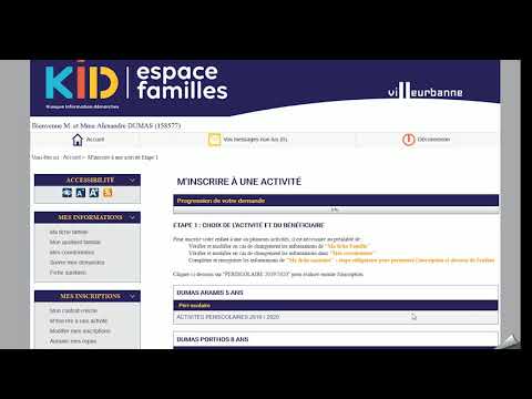 Tutoriel portail famille Villeurbanne : 2. S’inscrire à la restauration et au périscolaire