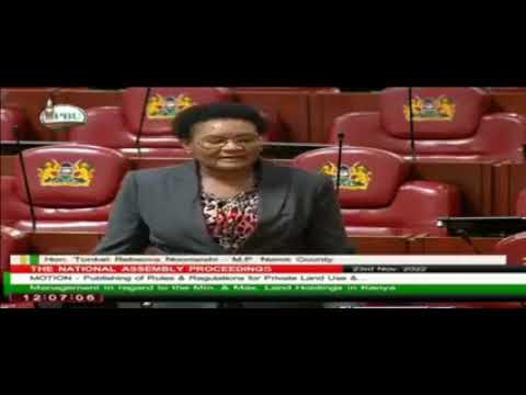 Hon Rebecca Tonkei Narok WR Contribution Today In Parliament On Issues Of Land 