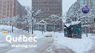 ❄ Snow storm in Quebec city ❄ | Place d'Youville | Petit Champlain | Winter Walking Tour 2024 [UHD]