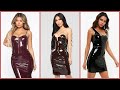Adorable Designer's Pure Leather Mini Bodycon Outfit Ideas For Women's