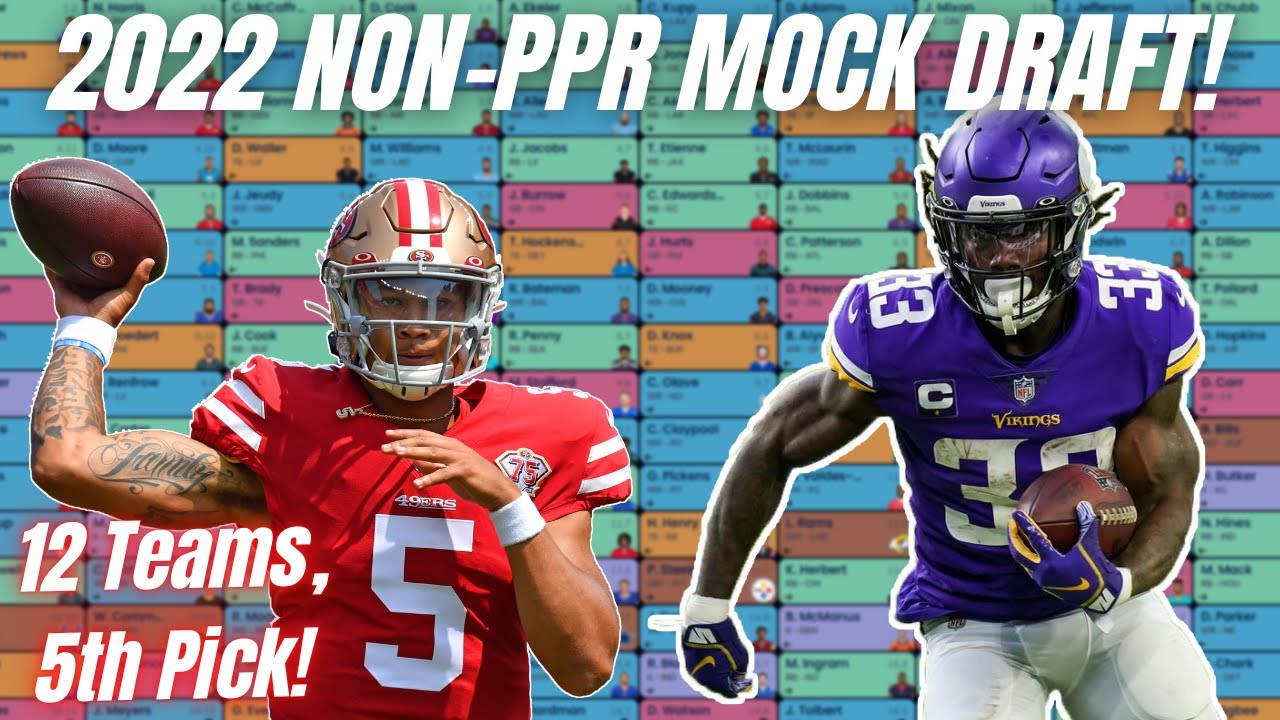 12team NONPPR Mock Draft! Pick 5! FANTASY FOOTBALL 2022 YouTube