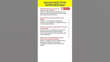 Sales Executive Interview Questions and Answers | Sales Executive Job Interview