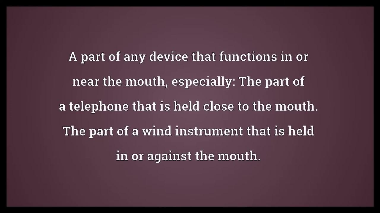Mouthpiece Meaning YouTube