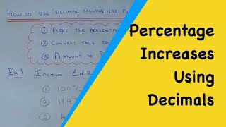 How To Carry Out A Percentage Increase Problems Using Decimal Multipliers