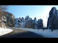 Meteora in Greece covered by ice and snow