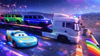 Flatbed Truck Mcqueen | Transportation with Truck - Pothole vs Car #8 - BeamNG.Drive