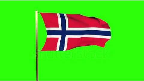 Norway flag waving in the wind. Looping sun rises style. Animation loop. Green screen, alpha matte.