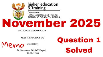 Mathematic N3 November 2025 Question Paper memo | Question 1