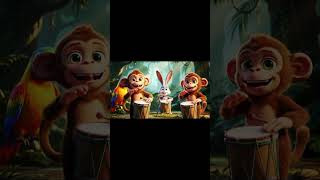 Happy Jungle Drum 2 🐒 | Cute Animal Dance | Kids Fun Loop #Shorts