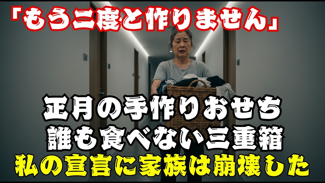 誰も手を伸ばさない三重箱のおせち。愛情を踏みにじられた母が「やめる」と背を向けた日、当たり前だった家族の絆は音を立てて崩れ去った…。【シニアライフ】【60代以上の方へ】