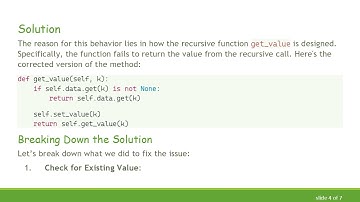 Understanding Recursive Calls in Python: Why get_value Method Returns None