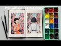 🎨 Painting Studio Ghibli scenes in my Sketchbook | 🌸 Using HIMI/MIYA Gouache Set | SPIRITED AWAY