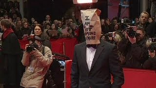 Paper bag-headed Shia LaBeouf behaves bizarrely at the Berlin Film Festival