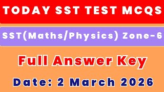 Today Sst Maths Physics Zone- 6 Solved Paper 2 March 2026 Kppsc Sst Maths Physics Full Answer Key