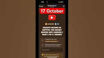 MemeFi YouTube video code today 17 October | MemeFi YouTube video secret code today | #crypto
