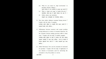 Consumer Behaviour M.Com 4th Sem KUK Previous Year Paper 2020