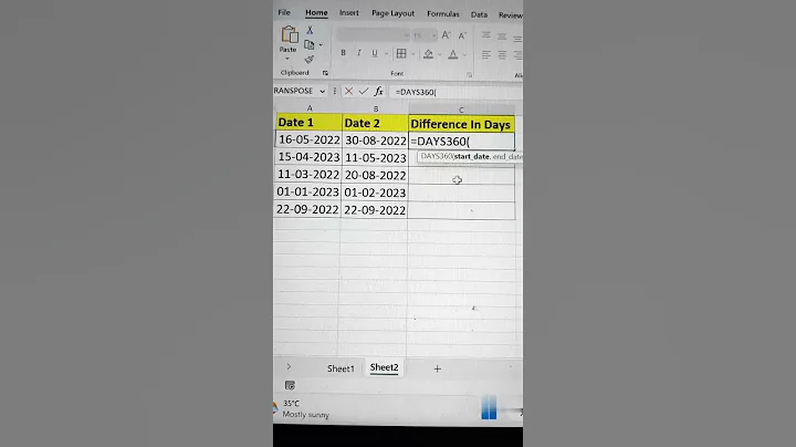 Find Days Difference From Dates In Excel 🔥 | Excel Formula Hacks 😎 #shorts #excelfunctions #bytetech