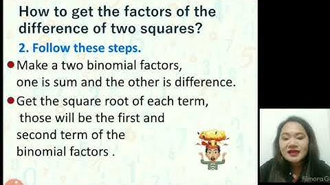 Grade 8 Lesson 2: Factoring Difference of Two Squares