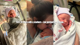 FIRST 24 HOURS WITH A NEWBORN | RAW POSTPARTUM FOOTAGE + HOSPITAL SETTING