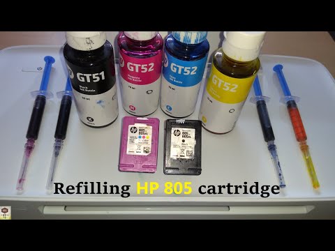 Refilling HP 805 Inkjet Cartridge | HP 805 Black & Color Ink Cartridge Refill | Explanation in Hindi