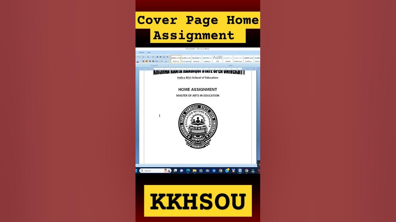 Cover page home assignment m a kkhsou shorts youtube