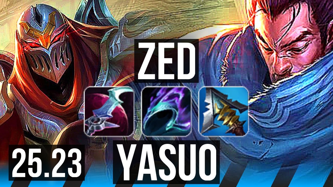 ZED vs YASUO (MID) | 6 solo kills, 18/2/1, Legendary, 500+ games | EUW Master | 25.23