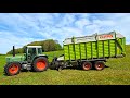 Fendt turbo favorit 512 c mit turboshift  claas quantum 4700 p ladewagen bei grassilage aufladen