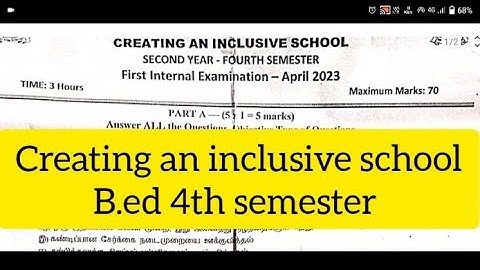 TNTEU Creating an inclusive school // B.ed 4th semester // Tamil and English medium question paper