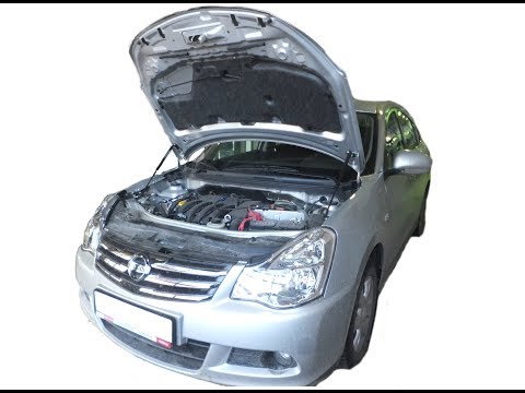 Установка газового упора ( амортизатора ) капота Nissan Almera