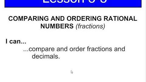 Lesson 3-3: Comparing and Ordering Rational Numbers