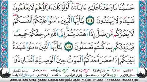 الجزء السابع من القران الكريم( تلاوة الشيخ سعد الغامدي )