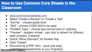 Common Core Sheets Tutorial