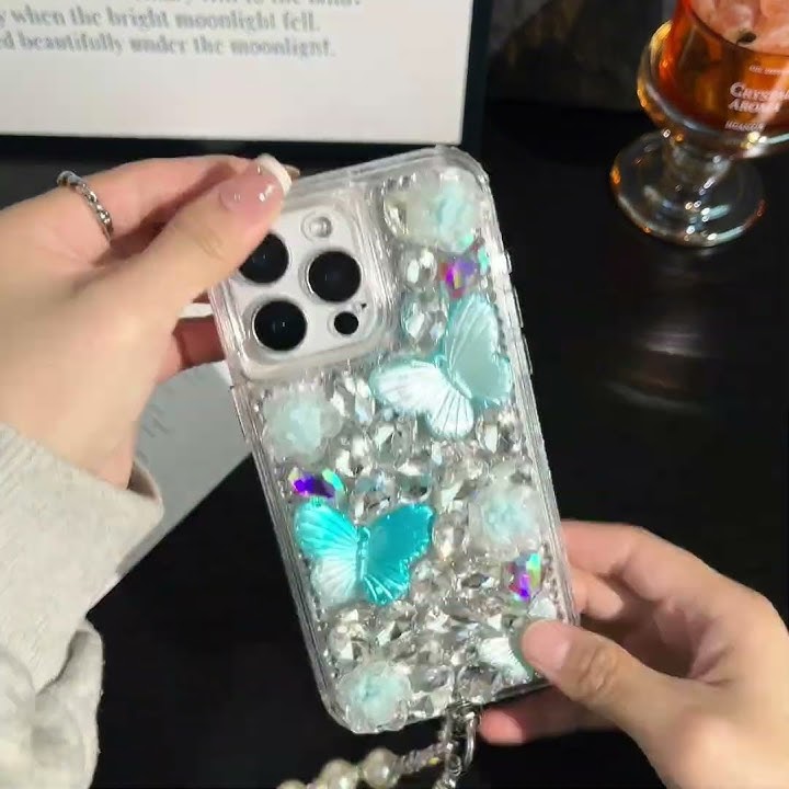 Luxury huge diamonds butterfly 3 in 1 case