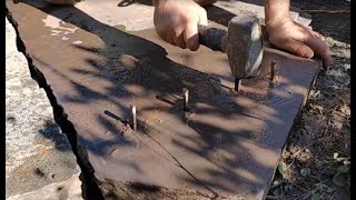 how to cut flagstone with just a hammer or an angle grinderor a drill