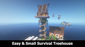MINECRAFT : How to build a small survival treehouse in Minecraft (easy tutorial)
