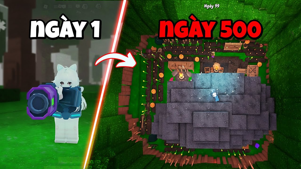 Xây Dựng Căn Cứ AFK Hang Dơi 500 Ngày Trong 99 Nights In The Forest!