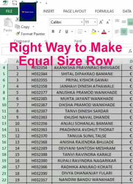 How To Make equal size row in excel