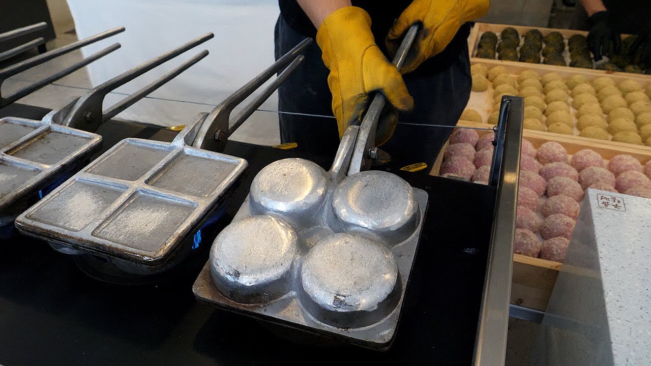 밥알이 살아있는 구운찰떡 / grilled sticky rice cake (chal tteok) - korean street food