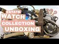 Swiss made estate watch collection unboxing thrift store junk mystery watch bag box