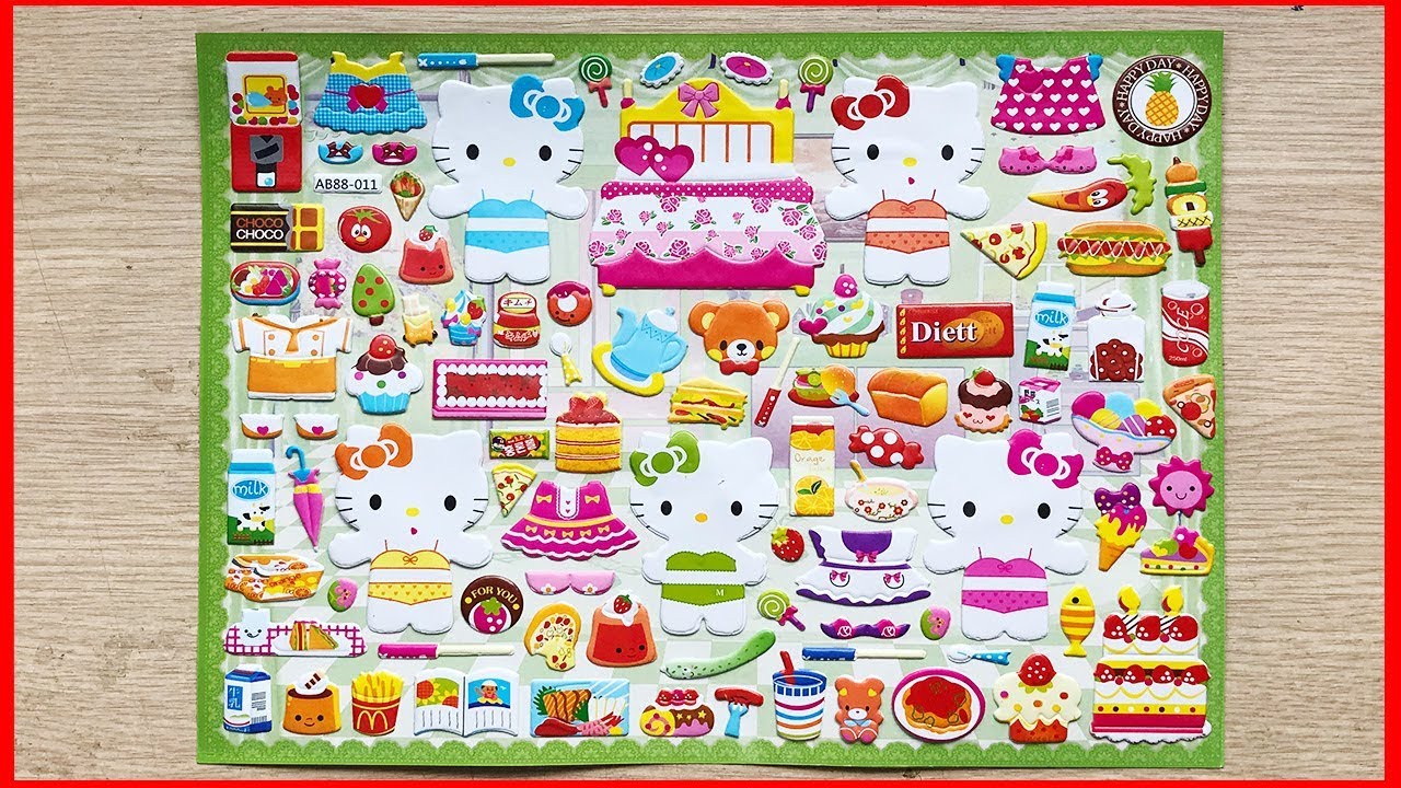 Đồ chơi dán hình mèo Hello Kitty Bộ sưu tập 100 hình dán Hello Kitty xinh  xắn Sticker Chim Xinh  YouTube