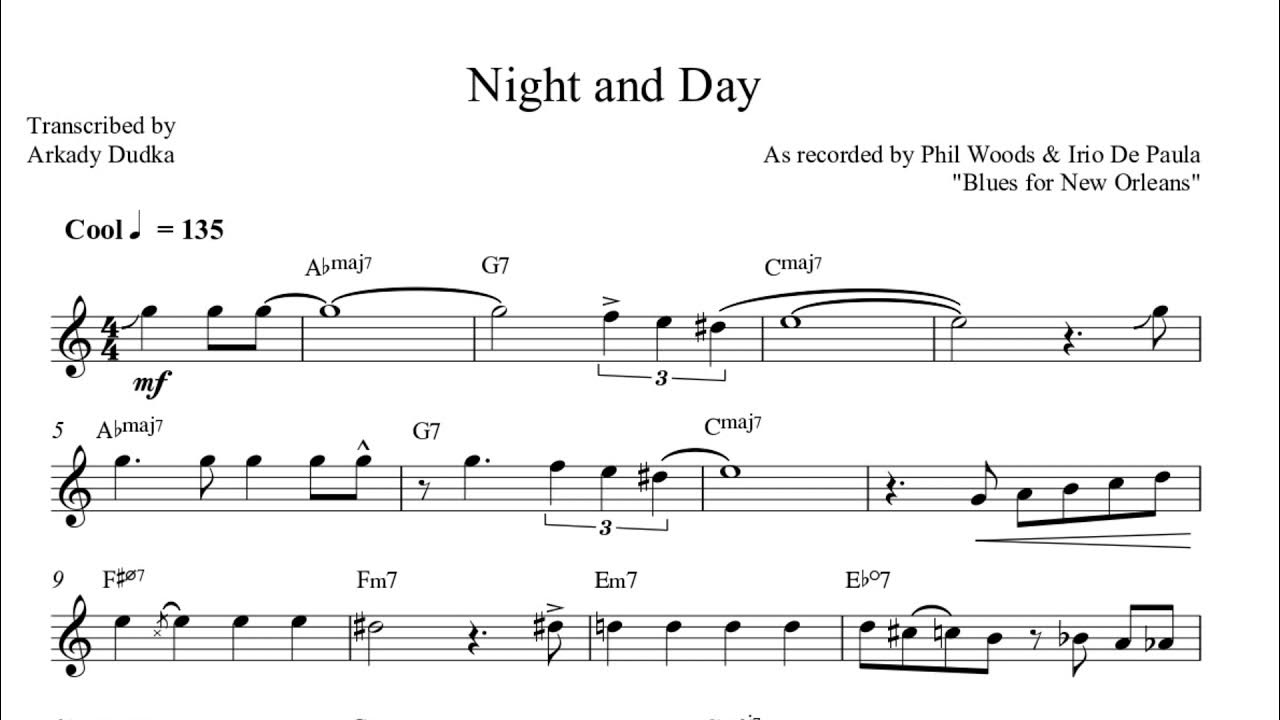 Night транскрипции. Bohemia after dark phil woods transcription. in the still of the night transcription.