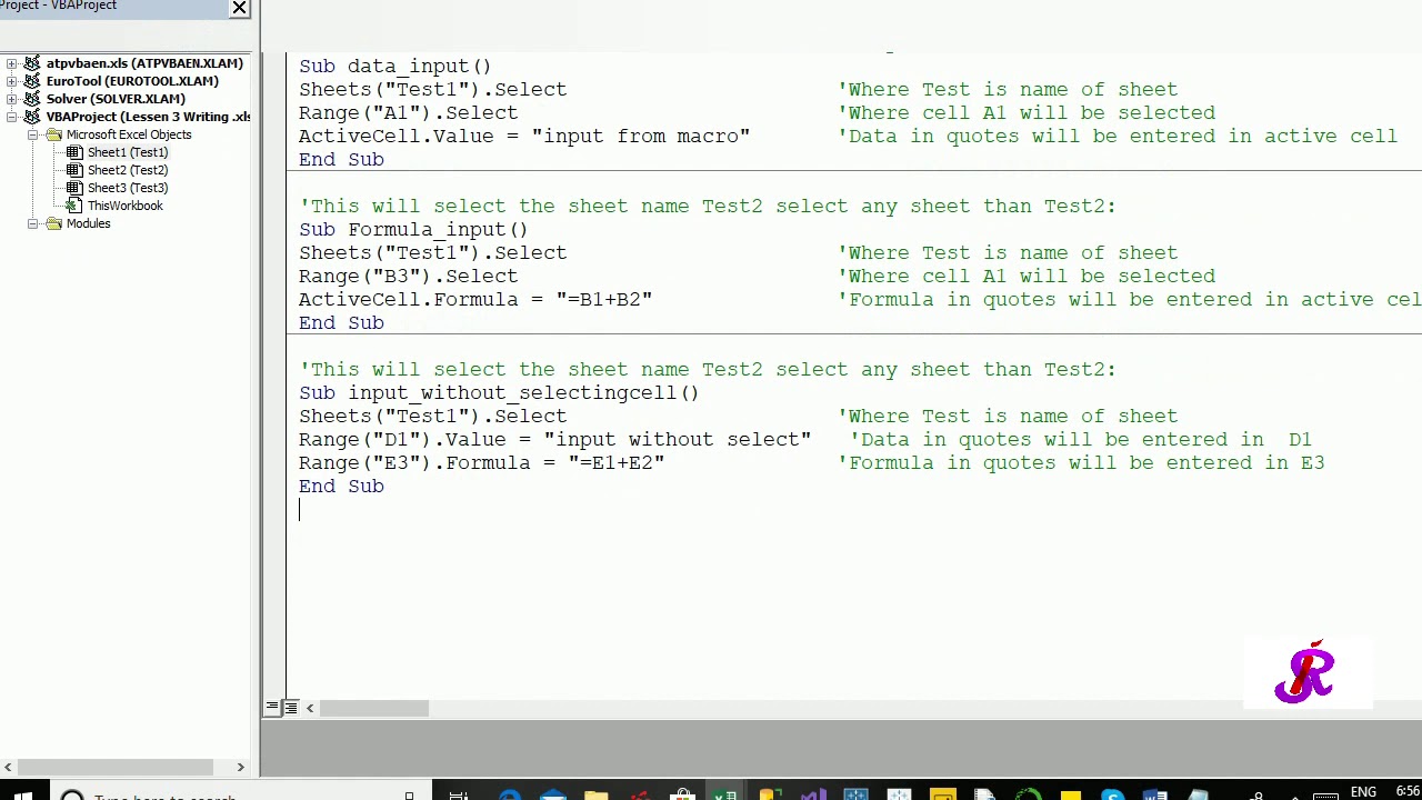 Excel Macro : Writing in cell with VBA - YouTube